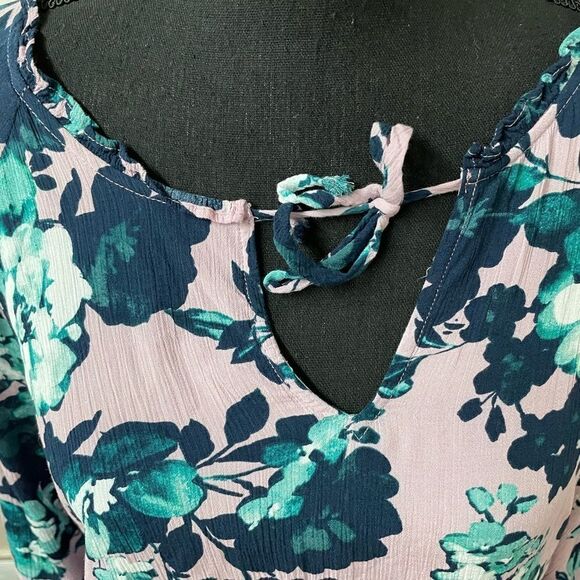 J Jill Floral Tie Front Blouse - Picture 3 of 6